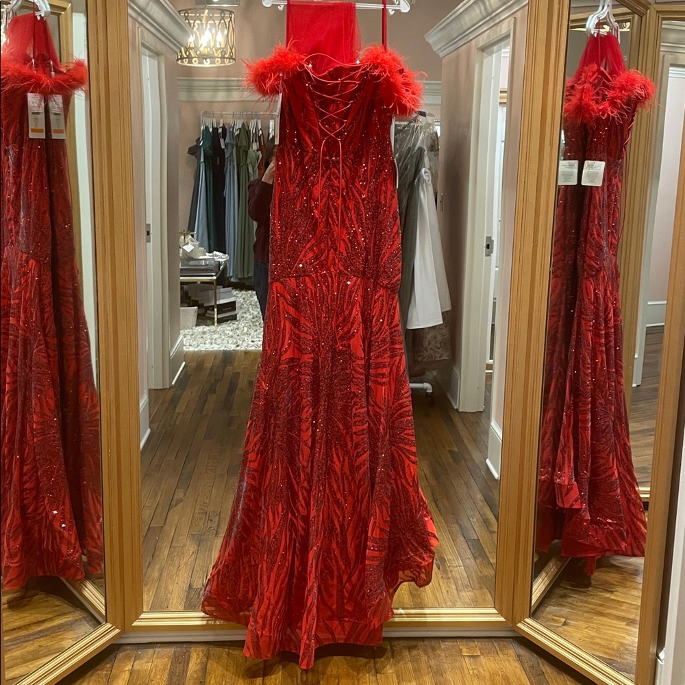 NEW Red Sequin prom/Pageant dress size 18 - Picture 7 of 9